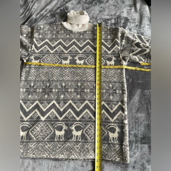 Vintage 90's Turtleneck Fleece Women's XS-S Geometric Ibex Ram Print Western USA - Picture 6 of 10